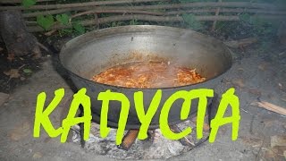 Тушеная капуста! Солянка! Жареная молодая картошка на костре! Готовим  на природе!