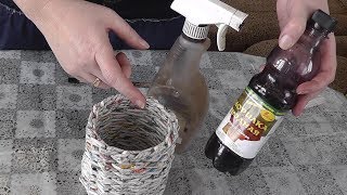 Как покрасить готовое изделие из газетных трубочек
