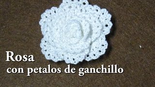 #DIY - Rosa con pétalos a ganchillo muy facil #DIY - Pink with crochet petals very easy