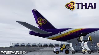 [P3D] Stormy morning approach and CHALLENGING landing @ Bangkok Airport (60 FPS !!!)