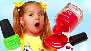 Diana plays with Nail polish for kids