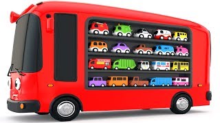 Colors for Children to Learn with Bus Transporter Toy Street Vehicles - Educational Videos