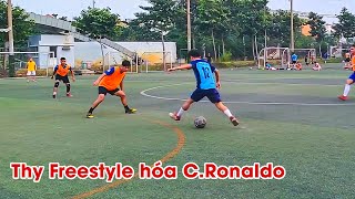 THY FREESTYLE mặc áo 12 thi đấu bóng đá đảo chân như Ronaldo kiến tạo đồng đội ghi bàn