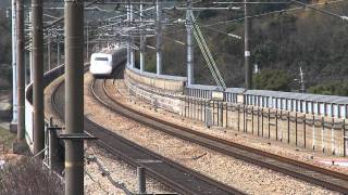 九州新幹線のN700系と700系新幹線　大津トンネルにて