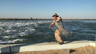 Аральское море. Кокаральская плотина. Рыбалка. Кастинговая сеть.