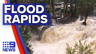 Whitewater floods rip through QLD mountains | Nine News Australia