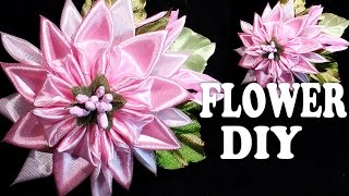 DIY Satin Ribbon flower tutorial, Kanzashi Tatiana Vasyliuk, Цветы канзаши своими руками