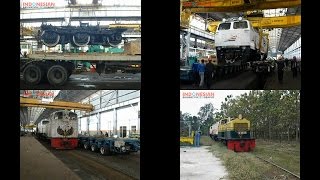Proses pemasangan bogie lokomotif CC 206 batch 2