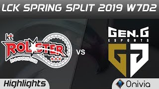 KT vs GEN Highlights Game 2 LCK Spring 2019 W7D2 KT Rolster vs Gen G Esports by Onivia
