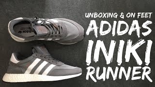 Adidas INIKI RUNNER BOOST 'grey/white' | UNBOXING & ON FEET | fashion shoes | brand new 2017 | HD