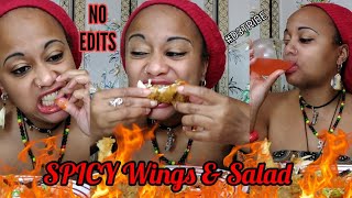 2x Spicy Fried Chicken wings & Salad Mukbang | Simplyfoodbyty NO EDIT CHALLENGE! ?