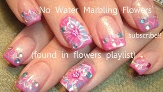 DIY Drag No Water Marble Flower nail art Tutorial | Nails Arts Technique