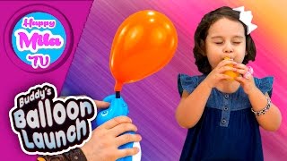 Balloon Challenge Buddy's Balloon Launch Game Zone funny girl and a seal | HappyMilaTV #179