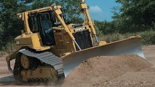Обзор бульдозера Caterpillar D6 вид из кабины.