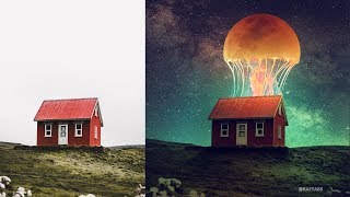 How to EDIT Fantasy Jellyfish Moon Photo Manipulation Photoshop Tutorial