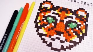 РИСУНКИ ПО КЛЕТОЧКАМ - ТИГР -| Pixel Art - Простые рисунки звери