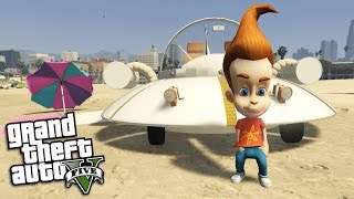 GTA 5 Mods - JIMMY NEUTRON MOD w/ ROCKET SPACESHIP (GTA 5 Mods Gameplay)