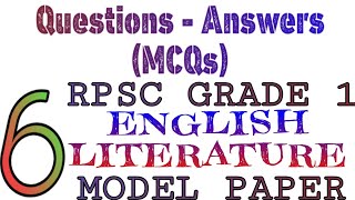 #06 QnA | MCQs | MAYOR OF CASTERBRIDGE | VENDER OF SWEETS | RPSC GRADE 1 | NET | ENGLISH LITERATURE