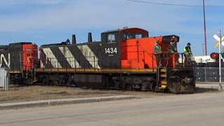Rare CN GMD1 and GP9RM Running Light Across Chevrier Blvd in the Fort Garry Industrial