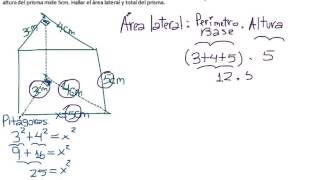 Prisma triangular, área lateral, área total