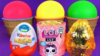4 Colors Play Doh Ice Cream Cups Thomas the Train LOL Surprise Toys Dinosaurs Surprise Eggs