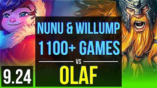 NUNU & WILLUMP vs OLAF (JUNGLE) | Rank 3 Nunu & Willump, 1100+ games | Korea Challenger | v9.24