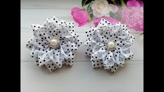 Бантики из репсовой ленты 2,5 см. Канзаши МК / Ribbon bows 2.5 cm. / Fitas de fitas de 2,5 см.
