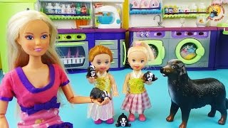 Кухня и прачечная Hello Kitty для кукол Барби, Штеффи. Развивающее видео / playset, dolls