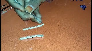Cording work in aari Tutorial-24 in tamil | Aari advanced stitches emboss load stitch | Satin stitch