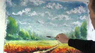Ч2: ПОЛНЫЙ Урок живописи маслом: КАК Рисовать МАСЛОМ СОЛНЕЧНЫЙ ПЕЙЗАЖ! Мастер класс