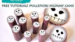 PolyPediaOnline TV - How to Create Polymer Clay Halloween Mummy Face Millefiori Cane