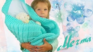МЕНТОЛОВАЯ МЕЧТА. Вязаный конверт-плед на выписку (весна-осень)