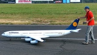 AIRBUS A340-300 HUGE RC SCALE MODEL AIRLINER DEMO FLIGHT / Jetpower Fair 2016