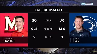 141 LBS: Hunter Baxter (Maryland) vs. #2 Nick Lee (Penn State) | 2020 B1G Wrestling