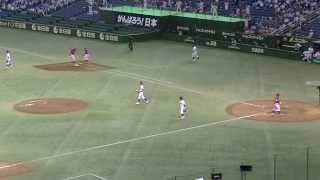 松永隆太(大阪ガス) 萬谷康平(補強選手：ミキハウスＲＥＤＳ)から10回裏無死1塁で送りバント成功 20130716