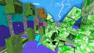 10000 ZOMBIE MUTANT VS 10000 CREEPER IN Minecraft MOB WARS MOB BATTLE REALISTIC MINECRAFT FOR KIDS