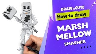 How to draw Marshmello with Smasher easy  | Fortnite  Season 7 Drawing Tutorial