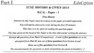 ICSE 2018 History & Civics Solved QP