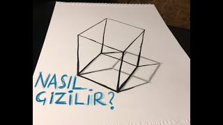 3 boyutlu çizimler - 3 boyutlu küp nasıl çizilir - 3D küp çizimi (SESLİ ANLATIM)
