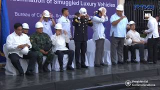 Philippines crushes sports cars in Duterte graft warning