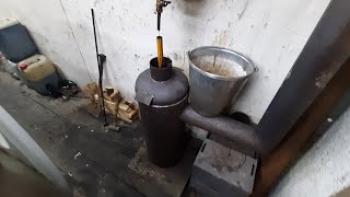Печь на отработке из газового баллона без наддува.