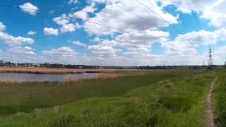 Река Игул в солнечную погоду. Красивое небо с облаками, речка, камыши, кваканье жаб - романтика