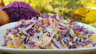 QIRMIZI KƏLƏMDƏN HAZIRLANABİLƏCƏK ƏN LƏZİZ SALAT | TASTY RED CABBAGE SALAD| САЛАТ ИЗ КРАСНОЙ КАПУСТЫ