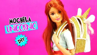 ? Como hacer MOCHILA de UNICORNIO para MUÑECAS Barbie muy FÁCIL! MANUALIDADES PARA MUÑECAS
