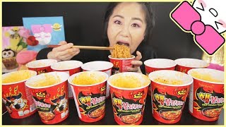 12 NUCLEAR FIRE NOODLES in 10 MINUTES CHALLENGE!! MERCH LIVE!!