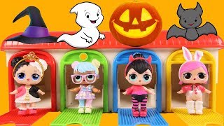 LOL Surprise Dolls ? The Girls Go Halloween Trick or Treating at Haunted House | Ellie Sparkles
