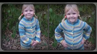 Кофта спицами на 5 - 6 лет, регланом сверху