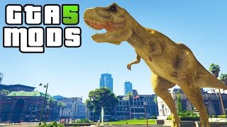 GTA 5 PC MODS - T-Rex Statue (GTA 5 Dinosaur Mod)