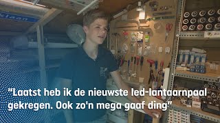 Tijs (14) spaart lampen uit lantaarnpalen. Hij heeft er honderden! | RTV Oost