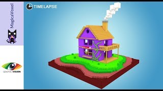 MagicaVoxel Little House TimeLapse Voxel Art Model